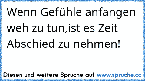 Wenn Gefühle anfangen weh zu tun,
ist es Zeit Abschied zu nehmen!