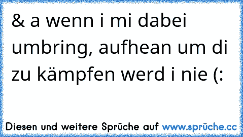 & a wenn i mi dabei umbring, aufhean um di zu kämpfen werd i nie (: