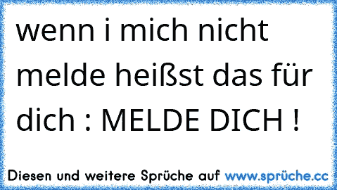 wenn i mich nicht melde heißst das für dich : MELDE DICH ! ♥