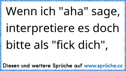 Wenn ich "aha" sage, interpretiere es doch bitte als "fick dich",