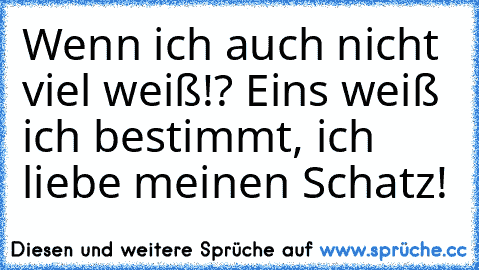 Wenn ich auch nicht viel weiß!? Eins weiß ich bestimmt, ich liebe meinen Schatz!