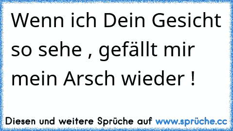 Wenn ich Dein Gesicht so sehe , gefällt mir mein Arsch wieder !