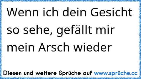 Wenn ich dein Gesicht so sehe, gefällt mir mein Arsch wieder