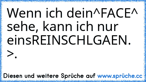 Wenn ich dein^FACE^ sehe, kann ich nur eins
REINSCHLGAEN. >.