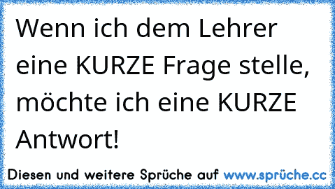 Wenn ich dem Lehrer eine KURZE Frage stelle, möchte ich eine KURZE Antwort!