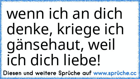 wenn ich an dich denke, kriege ich gänsehaut, weil ich dich liebe! ♥