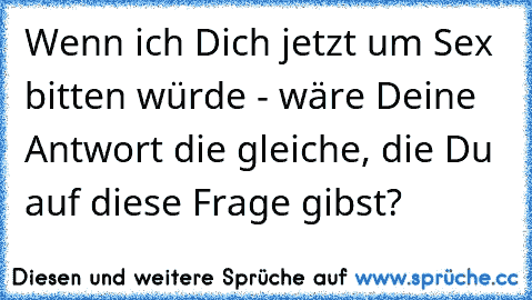 Wenn ich Dich jetzt um Sex bitten würde - wäre Deine Antwort die gleiche, die Du auf diese Frage gibst?