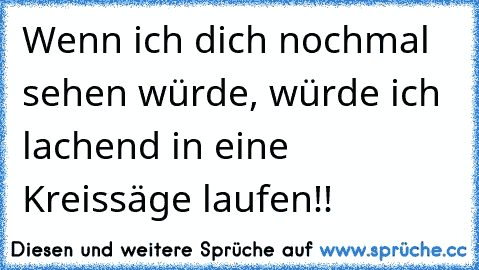 Wenn ich dich nochmal sehen würde, würde ich lachend in eine Kreissäge laufen!!