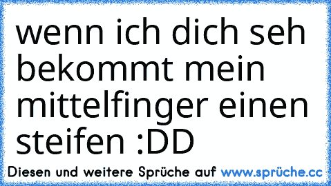 wenn ich dich seh bekommt mein mittelfinger einen steifen :DD