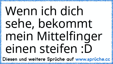 Wenn ich dich sehe, bekommt mein Mittelfinger einen steifen :D