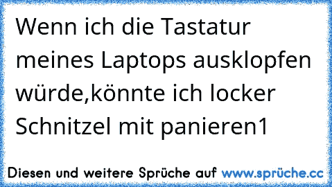 Wenn ich die Tastatur meines Laptops ausklopfen würde,könnte ich locker Schnitzel mit panieren1