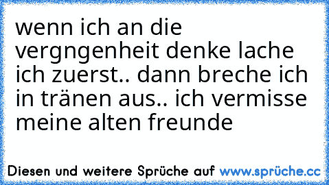 wenn ich an die vergngenheit denke lache ich zuerst.. dann breche ich in tränen aus.. ich vermisse meine alten freunde 