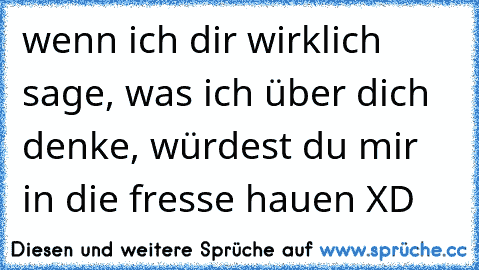 wenn ich dir wirklich sage, was ich über dich denke, würdest du mir in die fresse hauen XD