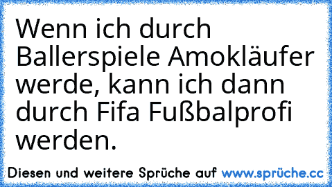 Wenn ich durch Ballerspiele Amokläufer werde, kann ich dann durch Fifa Fußbalprofi werden.