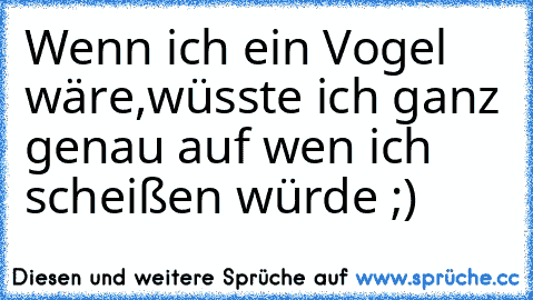 Wenn ich ein Vogel wäre,wüsste ich ganz genau auf wen ich scheißen würde ;)