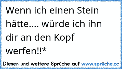 Wenn ich einen Stein hätte.... würde ich ihn dir an den Kopf werfen!!*