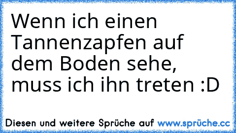 Wenn ich einen Tannenzapfen auf dem Boden sehe, muss ich ihn treten :D