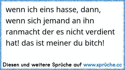 wenn ich eins hasse, dann, wenn sich jemand an ihn ranmacht der es nicht verdient hat! das ist meiner du bitch!