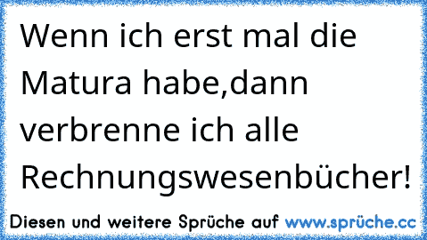 Wenn ich erst mal die Matura habe,dann verbrenne ich alle Rechnungswesenbücher!