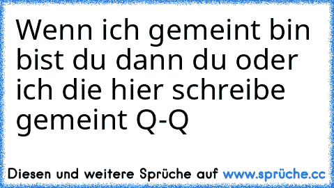 Wenn ich gemeint bin bist du dann du oder ich die hier schreibe gemeint Q-Q