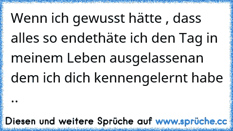 Wenn ich gewusst hätte , dass alles so endet
häte ich den Tag in meinem Leben ausgelassen
an dem ich dich kennengelernt habe ..