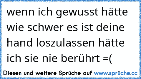 wenn ich gewusst hätte wie schwer es ist deine hand loszulassen hätte ich sie nie berührt =(