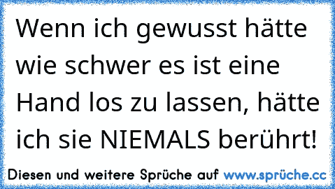 Wenn ich gewusst hätte wie schwer es ist eine Hand los zu lassen, hätte ich sie NIEMALS berührt!