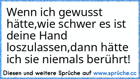 Wenn ich gewusst hätte,
wie schwer es ist deine Hand loszulassen,
dann hätte ich sie niemals berührt!