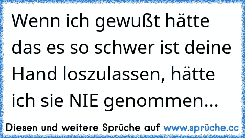 Wenn ich gewußt hätte das es so schwer ist deine Hand loszulassen, hätte ich sie NIE genommen... 