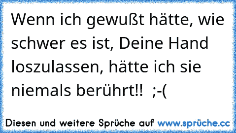 Wenn ich gewußt hätte, wie schwer es ist, Deine Hand loszulassen, hätte ich sie niemals berührt!!  ;-(