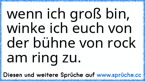 wenn ich groß bin, winke ich euch von der bühne von rock am ring zu.