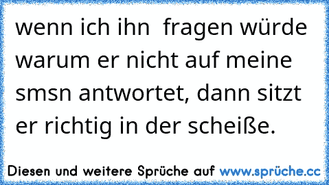 wenn ich ihn  fragen würde warum er nicht auf meine smsn antwortet, dann sitzt er richtig in der scheiße.