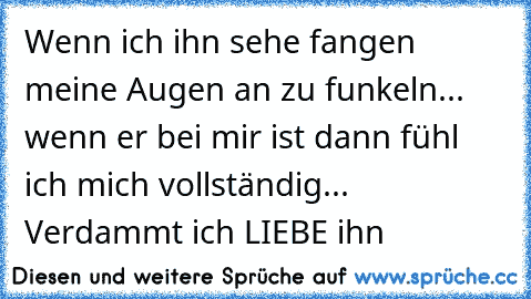 Wenn ich ihn sehe fangen meine Augen an zu funkeln... wenn er bei mir ist dann fühl ich mich vollständig... Verdammt ich LIEBE ihn