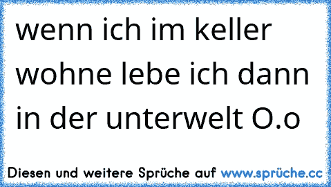 wenn ich im keller wohne lebe ich dann in der unterwelt O.o