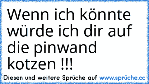 Wenn ich könnte würde ich dir auf die pinwand kotzen !!!