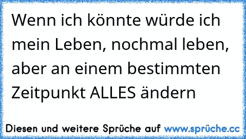 Wenn ich könnte würde ich mein Leben, nochmal leben, aber an einem bestimmten Zeitpunkt ALLES ändern 