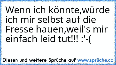 Wenn ich könnte,würde ich mir selbst auf die Fresse hauen,weil's mir einfach leid tut!!! :'-(