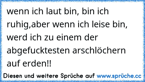 wenn ich laut bin, bin ich ruhig,aber wenn ich leise bin, werd ich zu einem der abgefucktesten arschlöchern auf erden!!