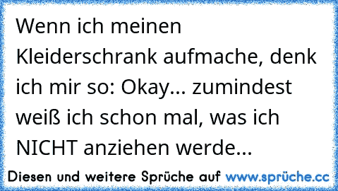 Wenn ich meinen Kleiderschrank aufmache, denk ich mir so: Okay... zumindest weiß ich schon mal, was ich NICHT anziehen werde...