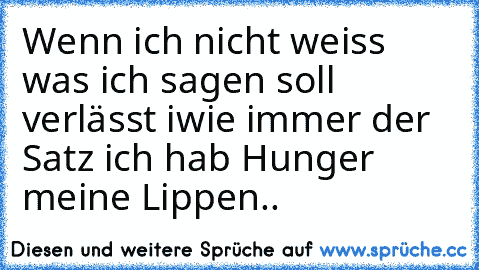 Wenn ich nicht weiss was ich sagen soll verlässt iwie immer der Satz ich hab Hunger meine Lippen..