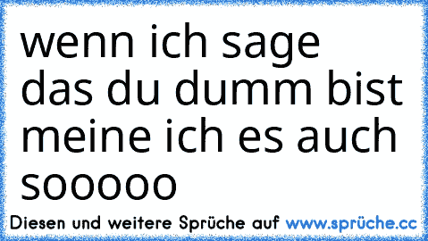 wenn ich sage das du dumm bist meine ich es auch sooooo