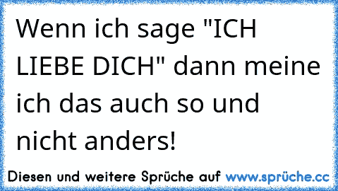 Wenn ich sage "ICH LIEBE DICH" dann meine ich das auch so und nicht anders! 