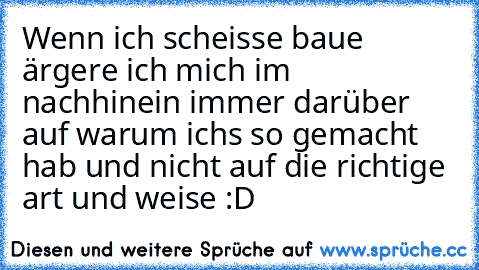 Wenn ich scheisse baue ärgere ich mich im nachhinein immer darüber auf warum ichs so gemacht hab und nicht auf die richtige art und weise :D