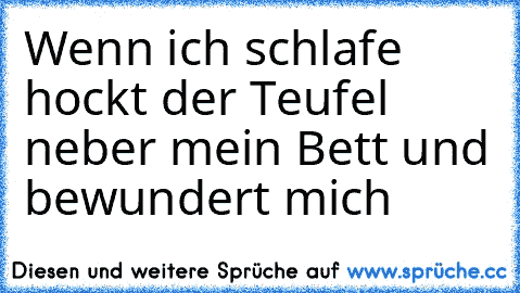 Wenn ich schlafe hockt der Teufel neber mein Bett und bewundert mich