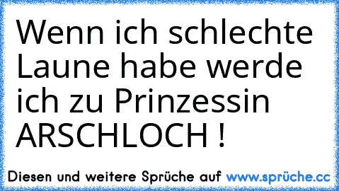 Wenn ich schlechte Laune habe werde ich zu Prinzessin ARSCHLOCH !