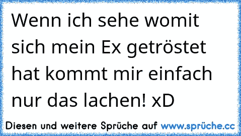 Wenn ich sehe womit sich mein Ex getröstet hat kommt mir einfach nur das lachen! xD