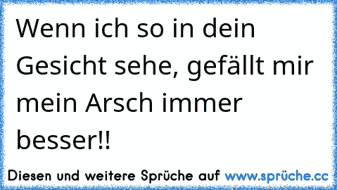 Wenn ich so in dein Gesicht sehe, gefällt mir mein Arsch immer besser!!