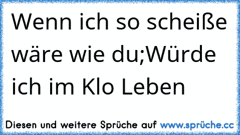 Wenn ich so scheiße wäre wie du;
Würde ich im Klo Leben