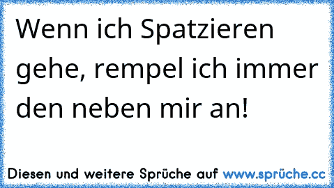 Wenn ich Spatzieren gehe, rempel ich immer den neben mir an!