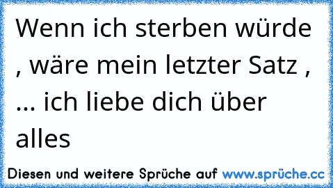 Wenn ich sterben würde , wäre mein letzter Satz , ... ich liebe dich über alles 